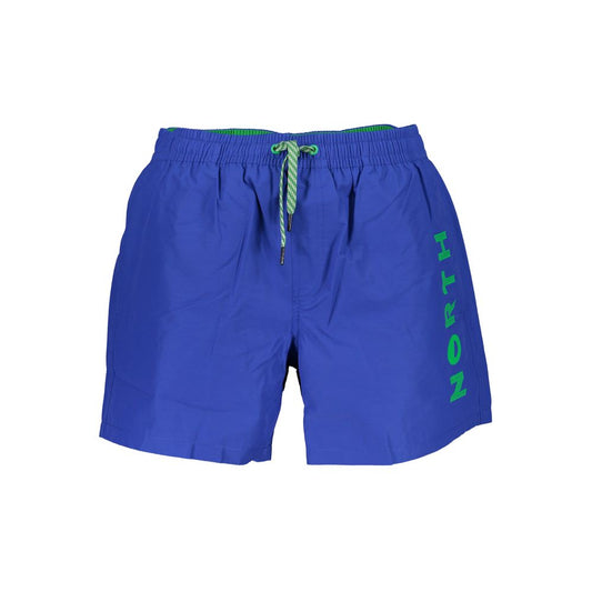 North Sails Blue Cotton Swimwear - organic cotton swimming boxer with slip, elastic waist, pockets, logo details, contrast design.