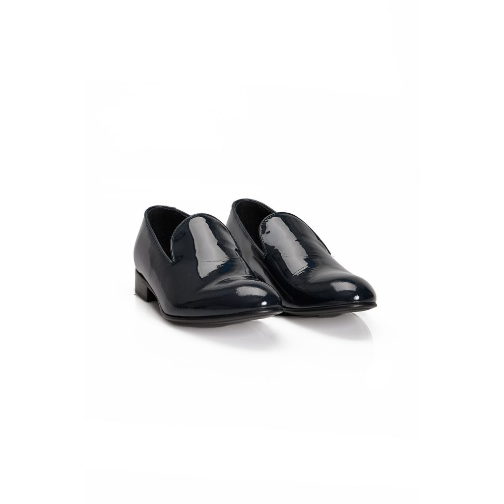 Roberto Pepe Luxury Blue Calfskin Men Loafer featuring sleek Italian design and gleaming leather for sophisticated style.