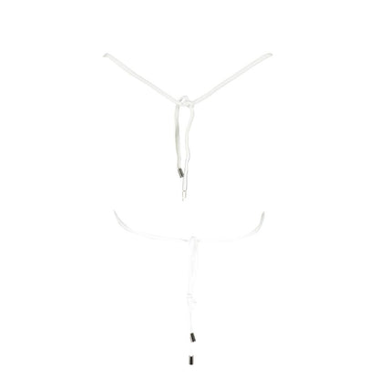 Karl Lagerfeld White Elastane Swimwear, triangle swimsuit with lined interior, contrasting details, laces closure, and logo print.