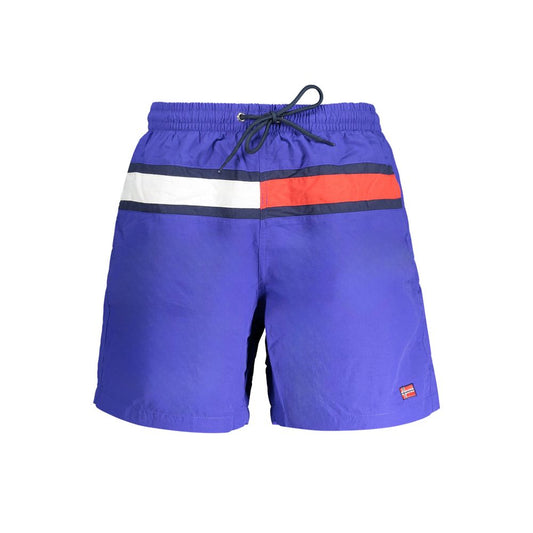 Norway 1963 Blue Polyamide Swimwear with elastic waist, contrast details, swimming boxer design, pockets, and logo application.