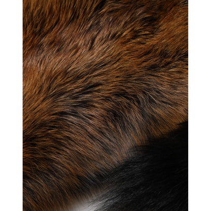 Dolce & Gabbana Brown Red Fox Fur Neck Cashmere Warmer Scarf