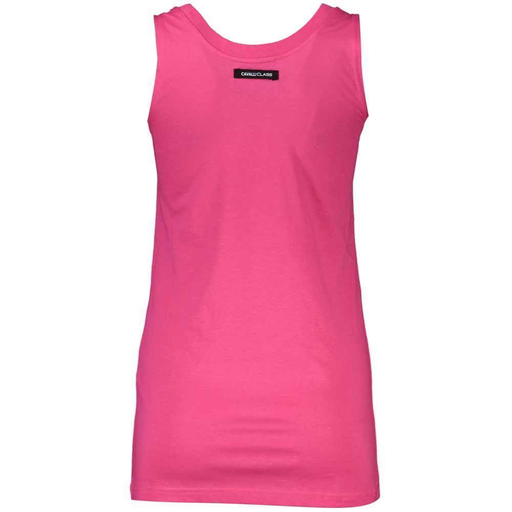Cavalli Class Pink Cotton Tank Top