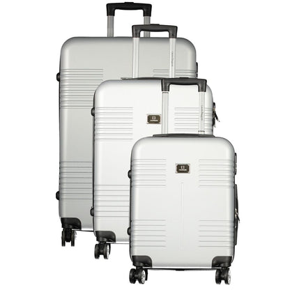 Laura Biagiotti Gray Polyethylene Luggage And Travel set of 3 trolleys with handles and wheels, featuring contrasting details and lock.