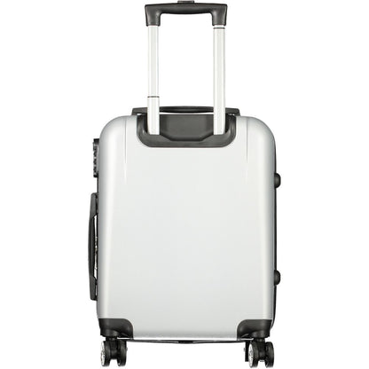 Laura Biagiotti Gray Polyethylene Luggage And Travel with handles and wheels, shown from the back, featuring a sleek design and sturdy handles.
