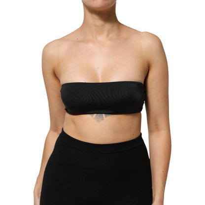 Dolce & Gabbana Black Nylon Blend Bandeau Strapless Tube Top