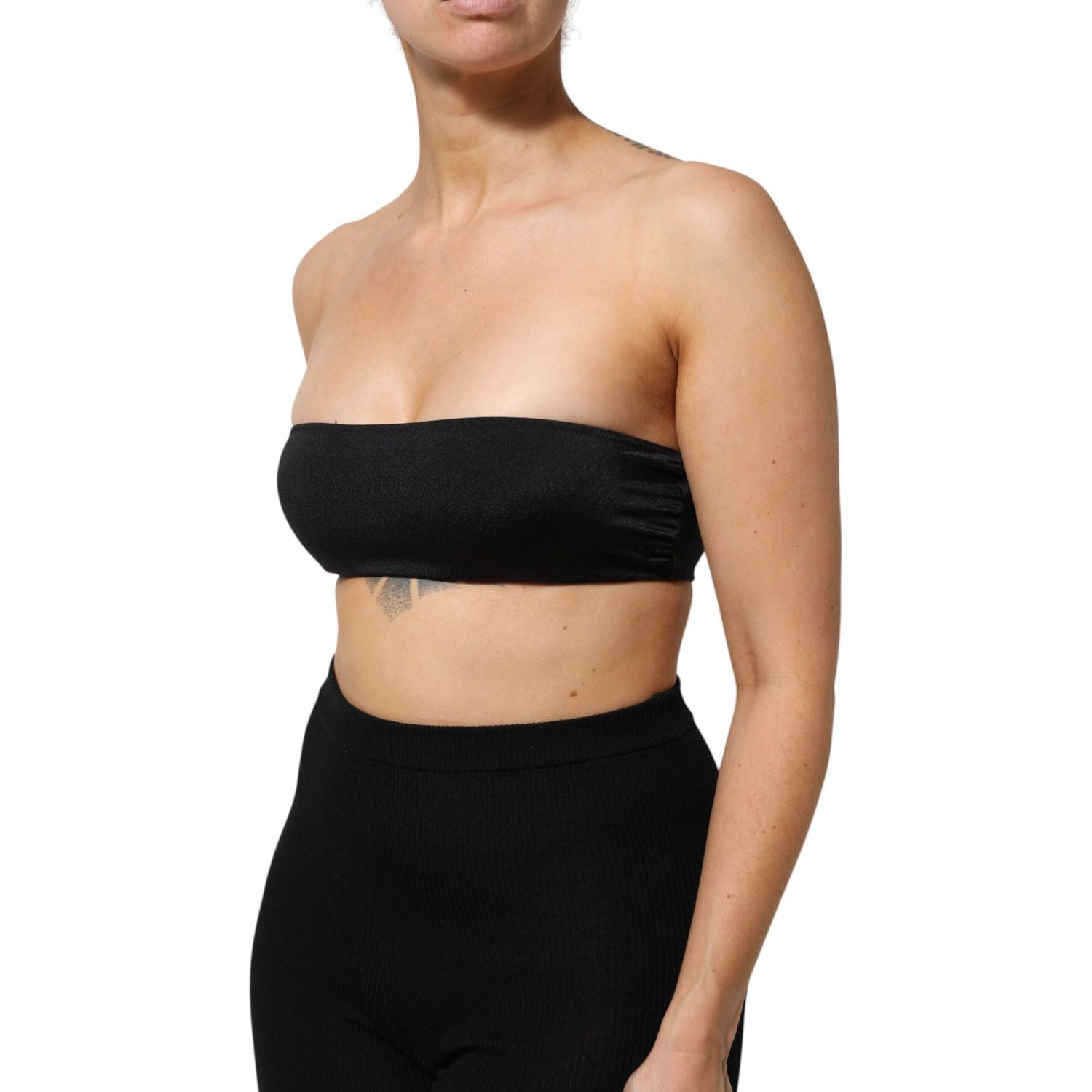 Dolce & Gabbana Black Nylon Blend Bandeau Strapless Tube  Top