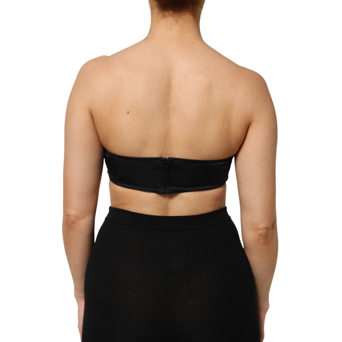 Dolce & Gabbana Black Nylon Blend Bandeau Strapless Tube  Top