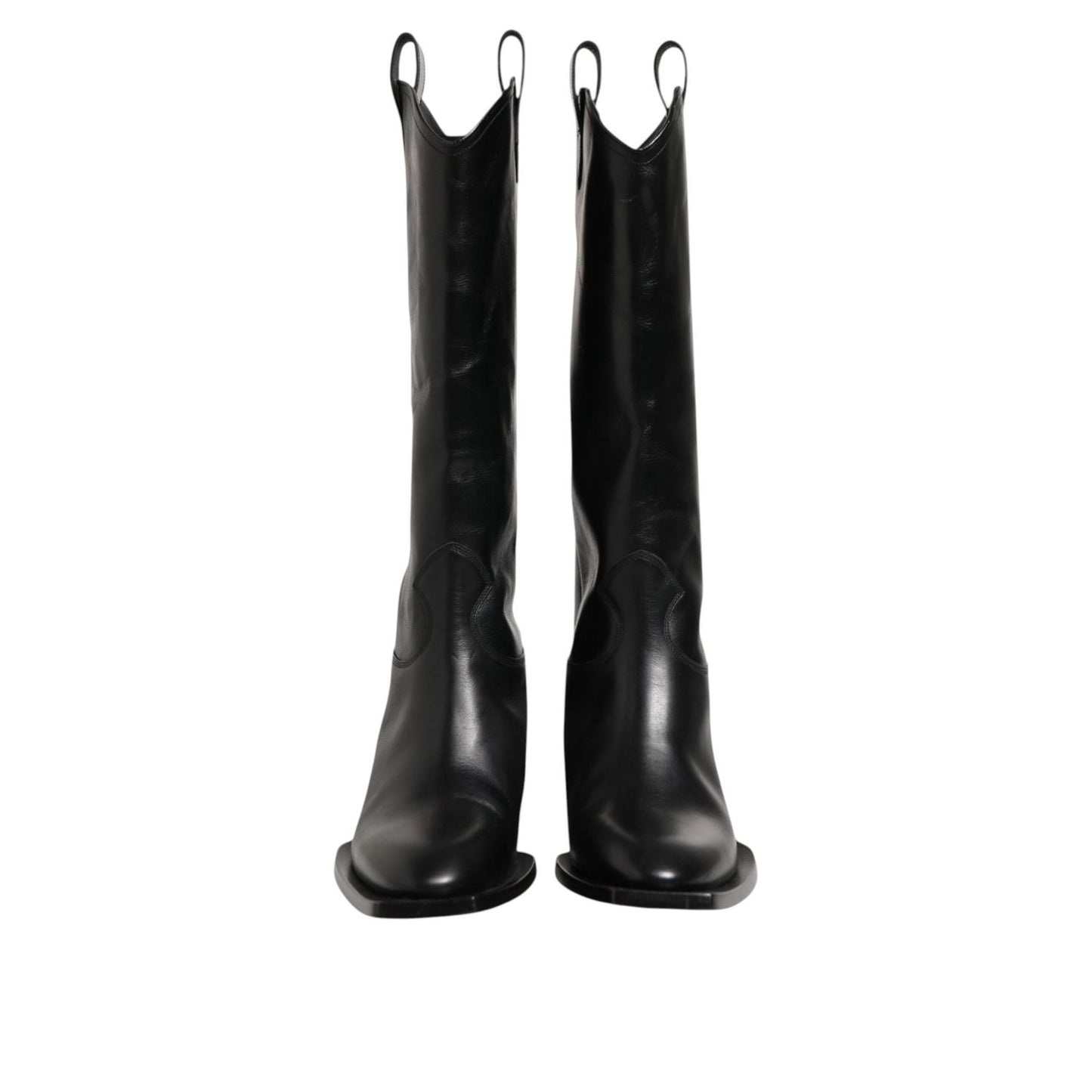 Dolce & Gabbana Black Leather Over The Calf Biker Boots Shoes