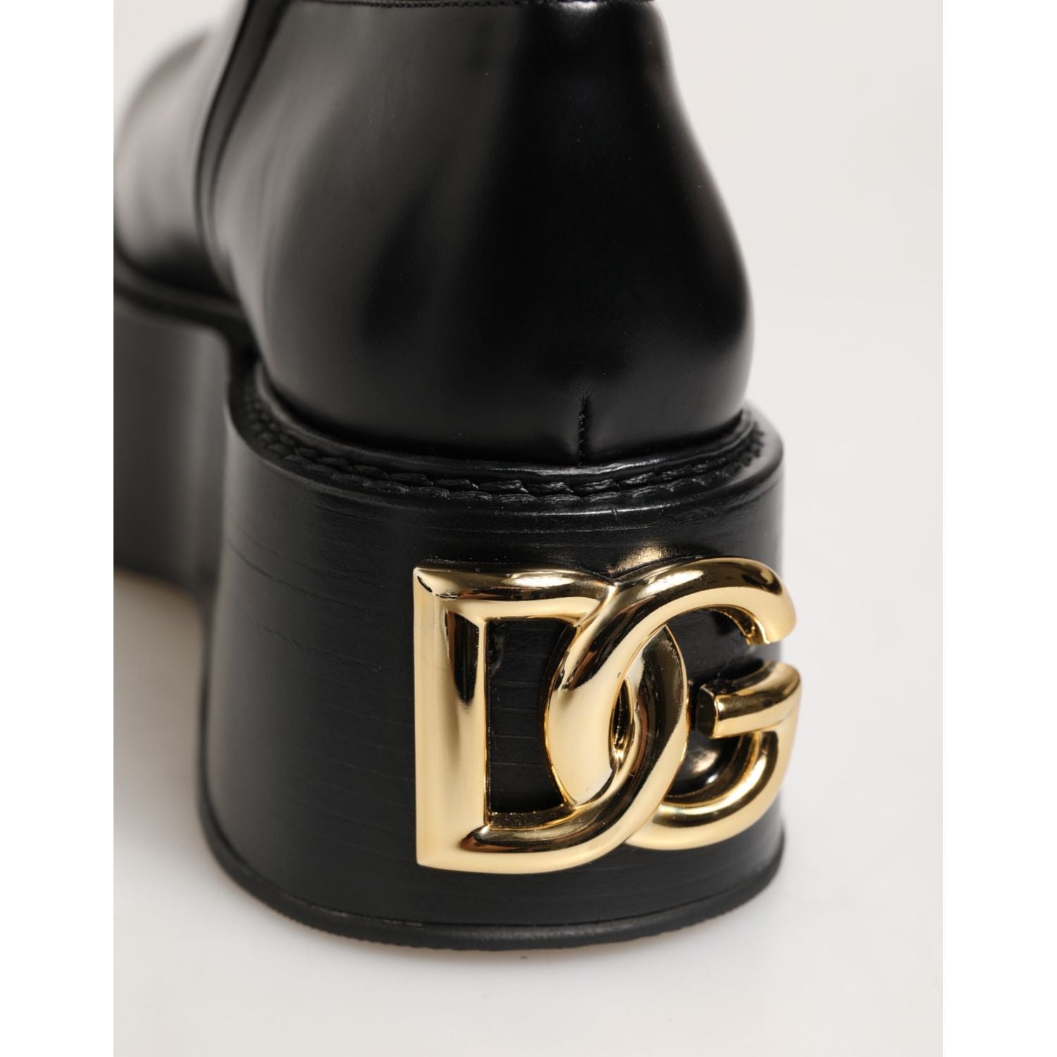 Dolce & Gabbana Black Logo Plaque Over The Calf Boots Shoes