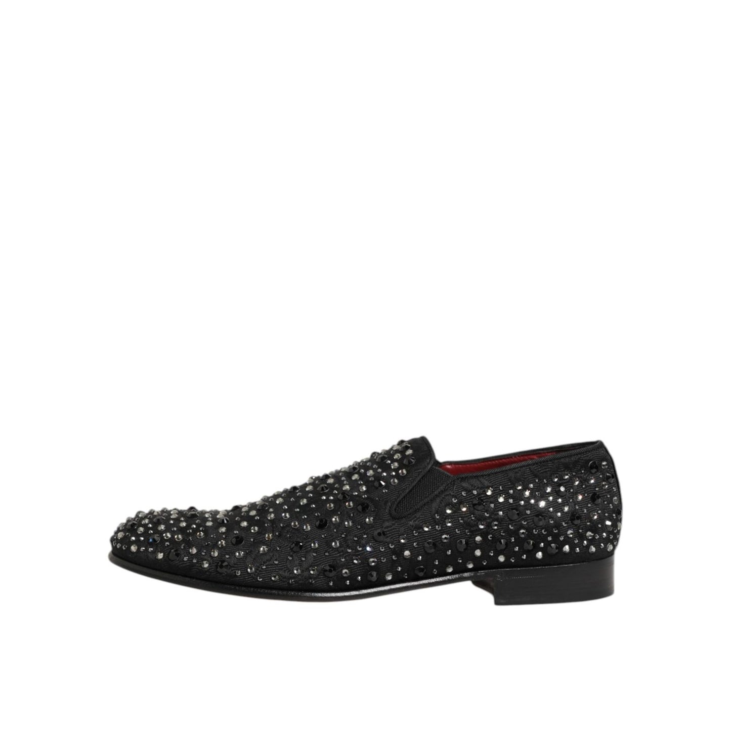 Dolce & Gabbana Black Suede Crystal Embellished Loafer Shoes