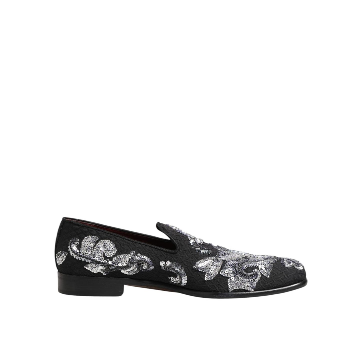 Dolce & Gabbana Black Silver Sequined Loafers Men Dress Shoes