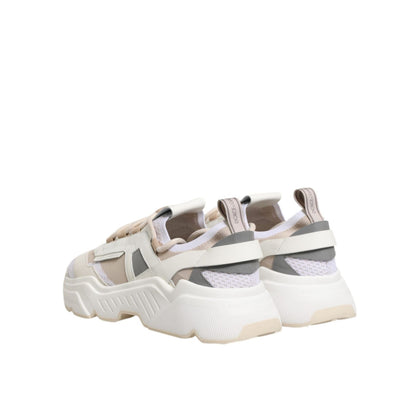 Back view of Dolce & Gabbana Multicolor Daymaster Low Top Sneakers Shoes with chunky sole and lace-up closure.