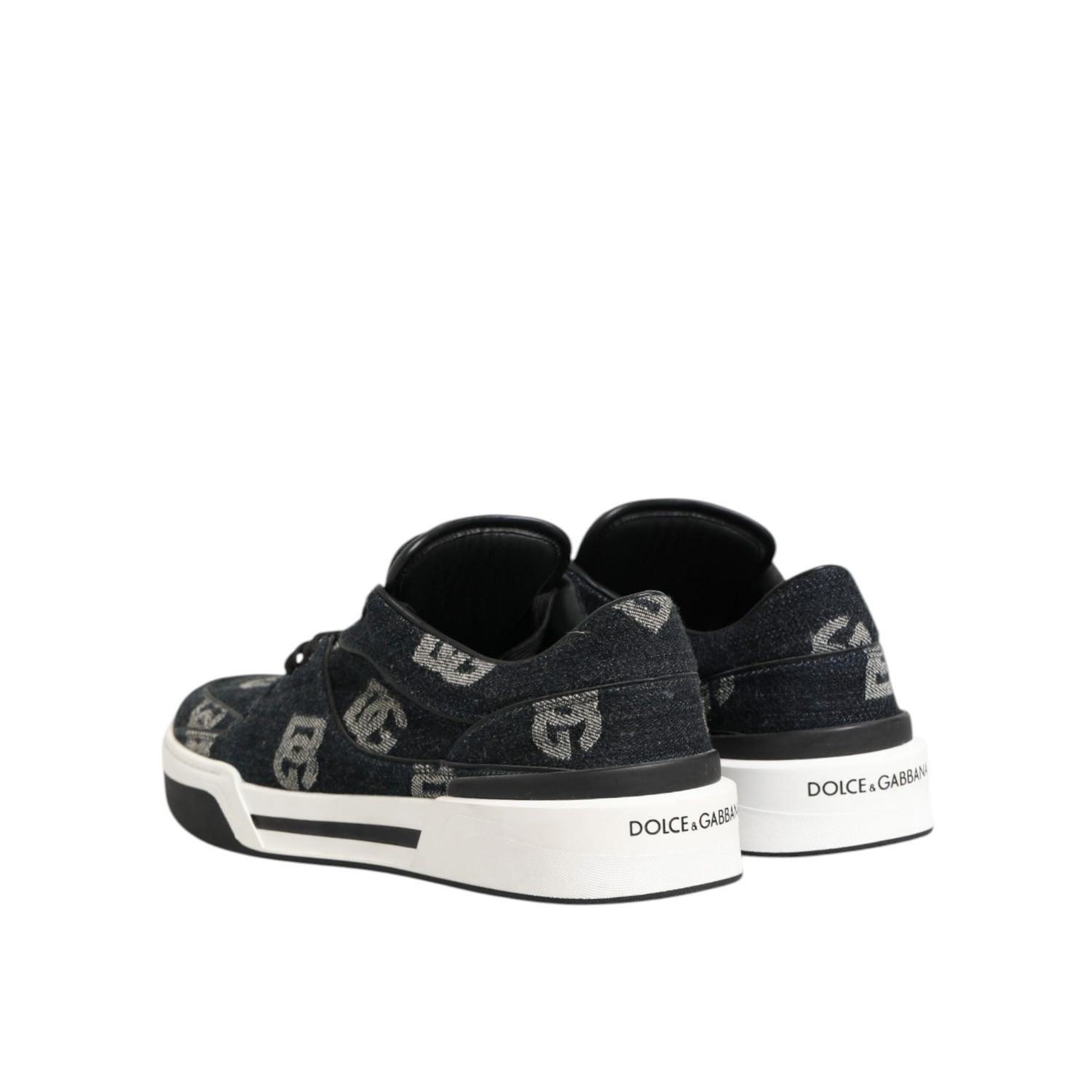 Dolce & Gabbana Blue Cotton Denim Logo Low Top Sneakers Shoes