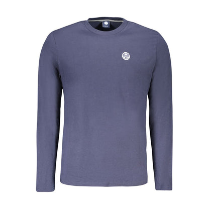 North Sails Blu Cotton Men T-Shirt with crew neck and logo, showcasing modern style in a brushed texture. Perfect for comfort and bold fashion.