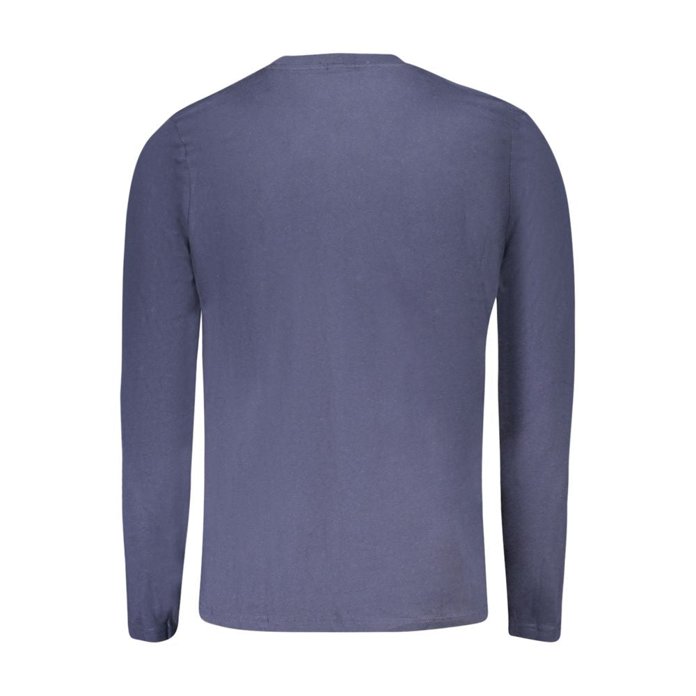 Back view of North Sails Blu Cotton Men T-Shirt showcasing long sleeves and sleek design