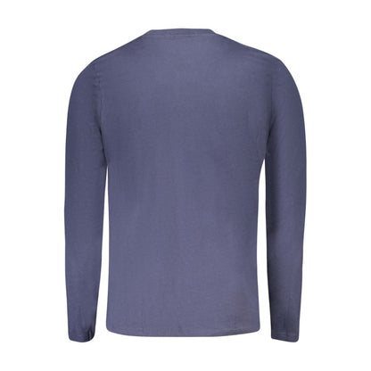 Back view of North Sails Blu Cotton Men T-Shirt showcasing long sleeves and sleek design