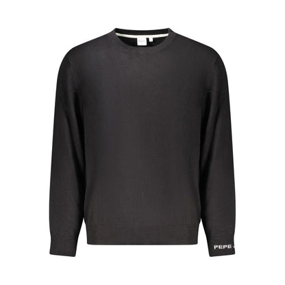 Pepe Jeans Black Cotton Men Sweater with crew neck and long sleeves, featuring the iconic logo, ideal for style and comfort.