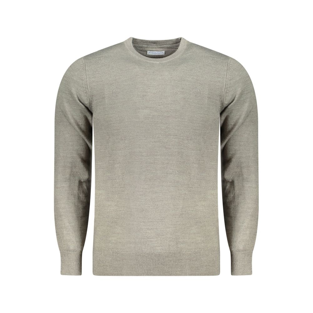North Sails Gray Nylon Sweater with long sleeves, crew neck, and embroidered logo.