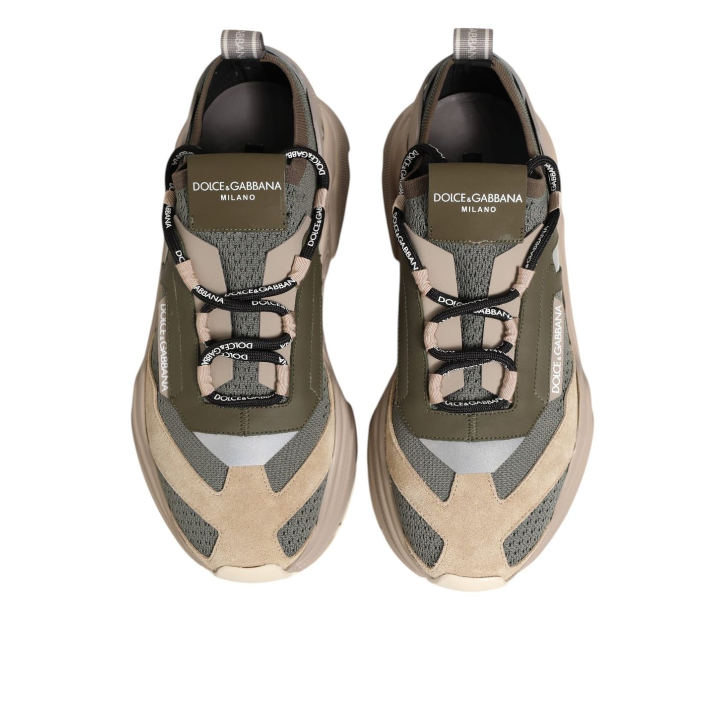 Dolce & Gabbana Multicolor Daymaster Low Top Sneakers Shoes with chunky silhouette and signature branding, top view.