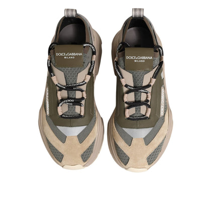 Dolce & Gabbana Multicolor Daymaster Low Top Sneakers Shoes with chunky silhouette and signature branding, top view.