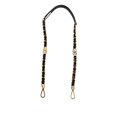 Dolce & Gabbana Black Leather Gold Chain Bag Accessory Shoulder Strap