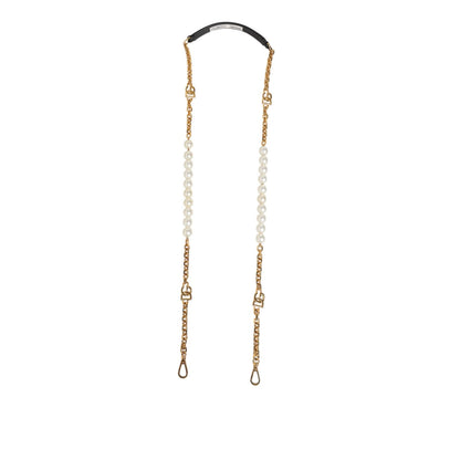 Dolce & Gabbana Black Leather Gold Chain Bag Accessory Shoulder Strap