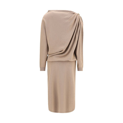 Fabiana Filippi Beige Fleece Wool Casual Dress
