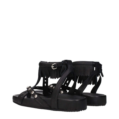 Isabel Marant Black Leather Flat Sandals