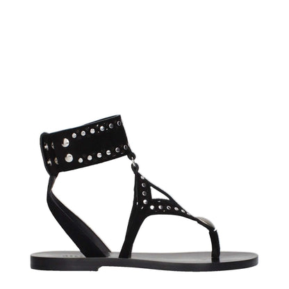 Isabel Marant Black Leather Flip-Flop Sandals