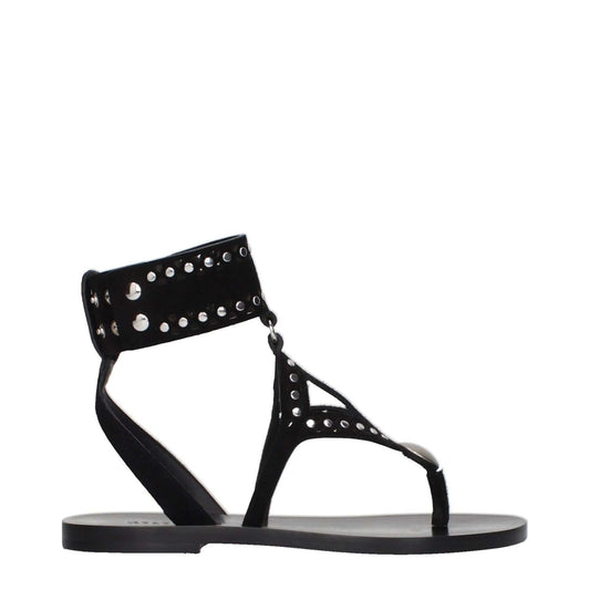 Isabel Marant Black Leather Flip-Flop Sandals