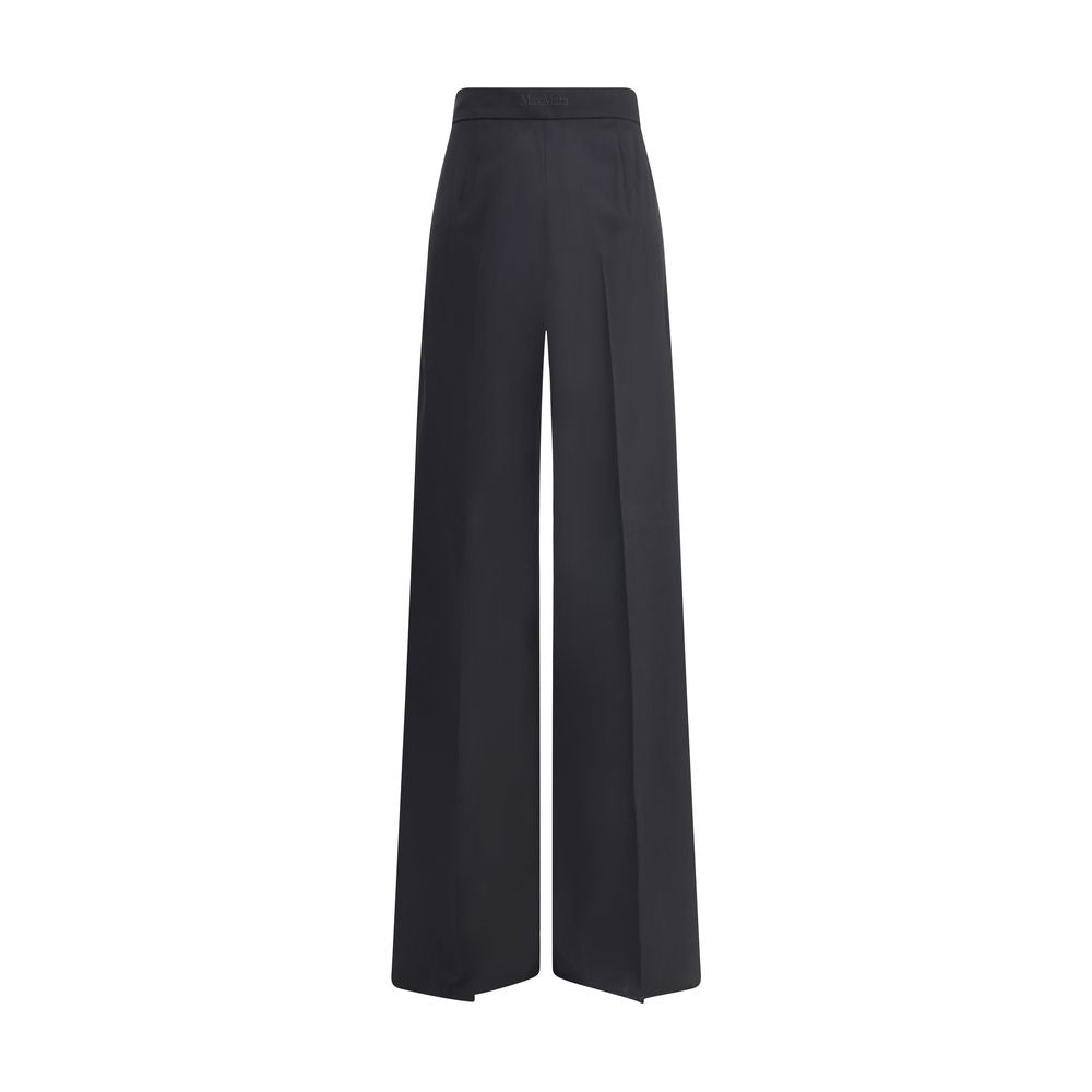 Max Mara Black Fleece Wool Casual Pants with high waist and straight hem, ideal for sophisticated wardrobe, AW25 collection.