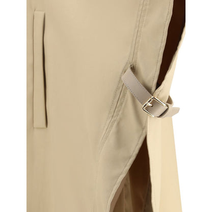 Close-up of Max Mara Beige Cotton Coat showing side buckle and welt pocket detail, part of the elegant and practical AW25 collection.