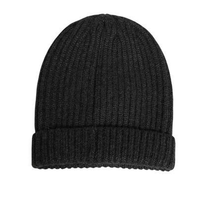 Dolce & Gabbana Black Cashmere Knitted Beanie Men Capello Hat