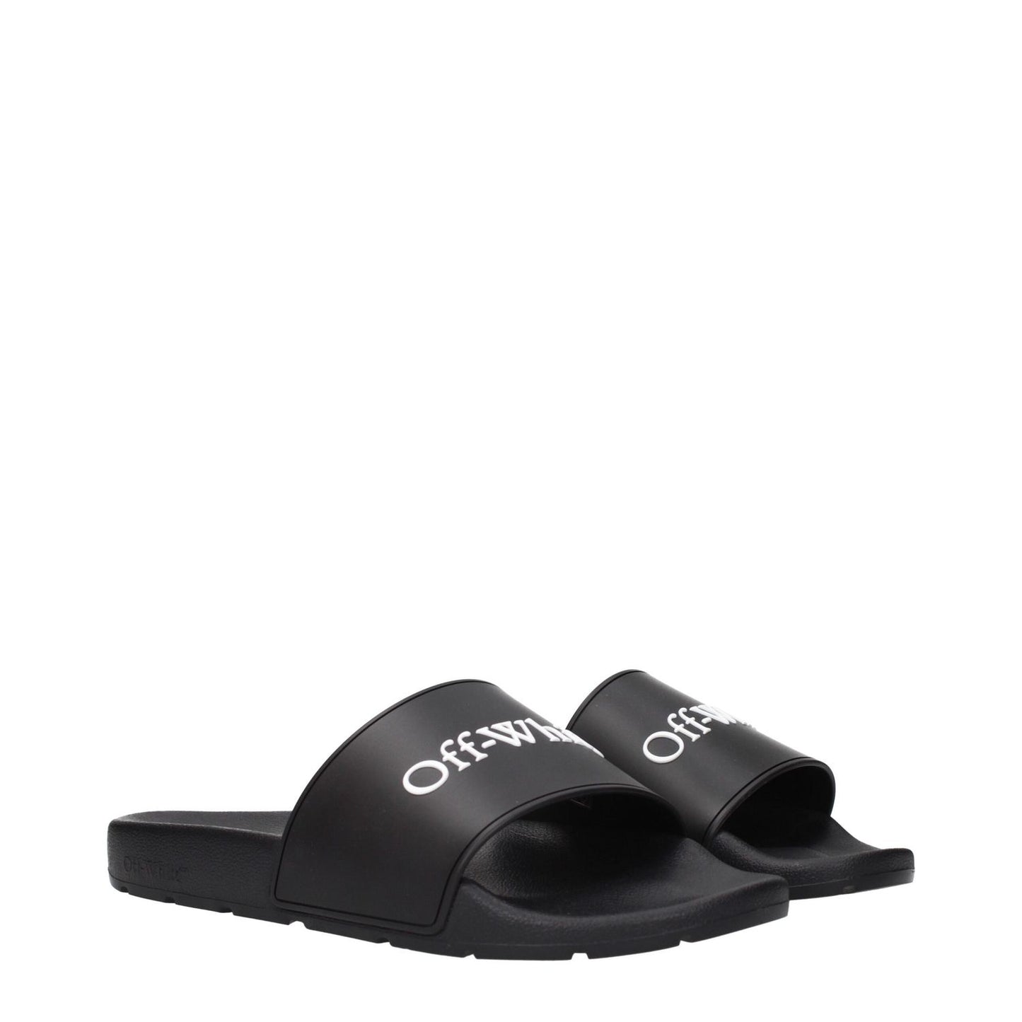 Off-White Black Cotton Slippers featuring front logo design; MPN OMIU002MAT0011001, code F84958.