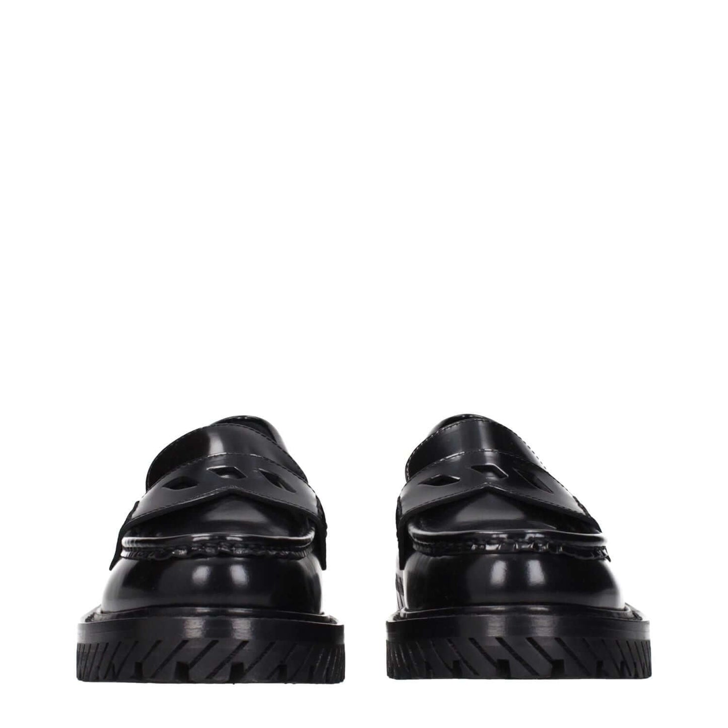 Off-White Black Leather Slip-On Loafers