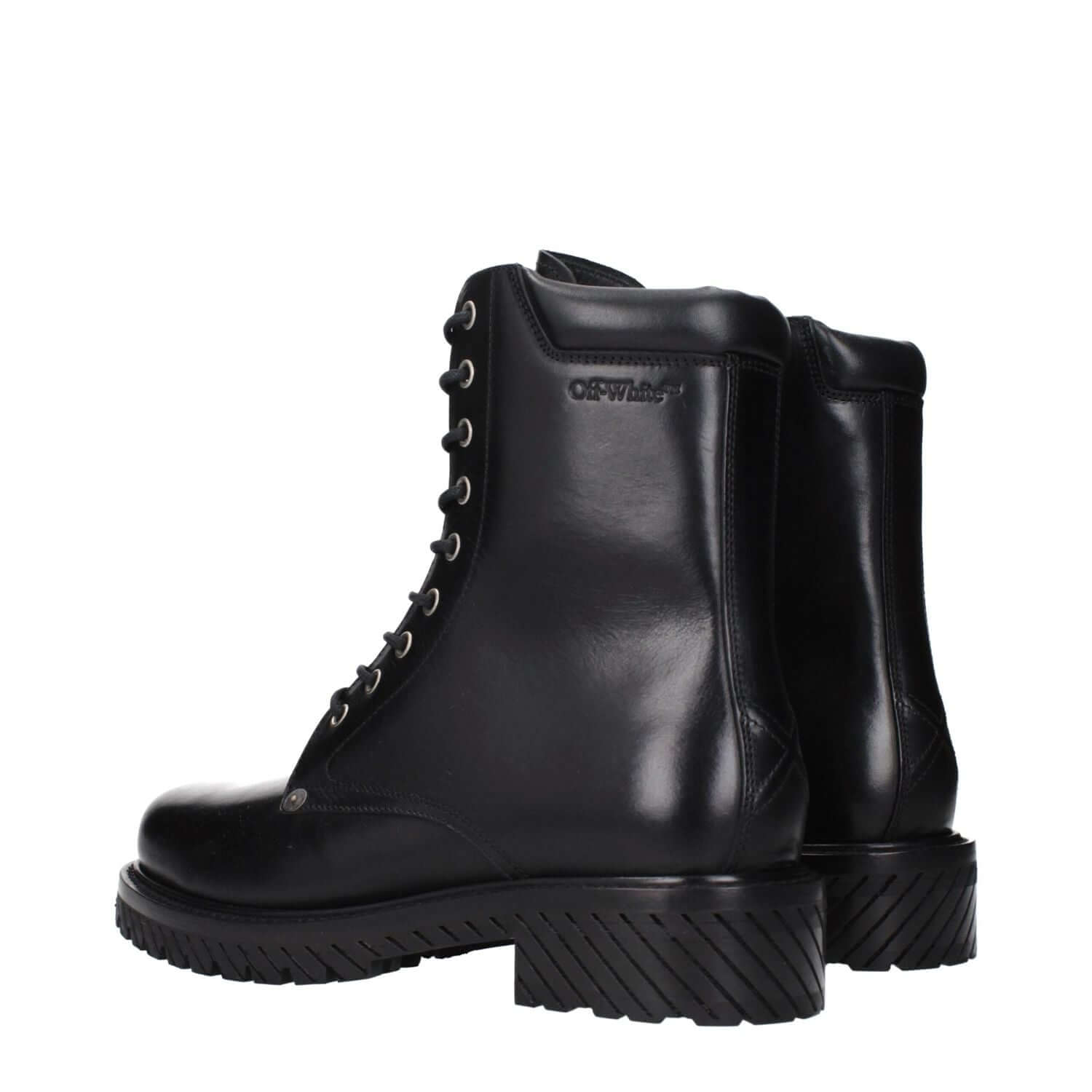 Off-White Black Leather Ankle Boots