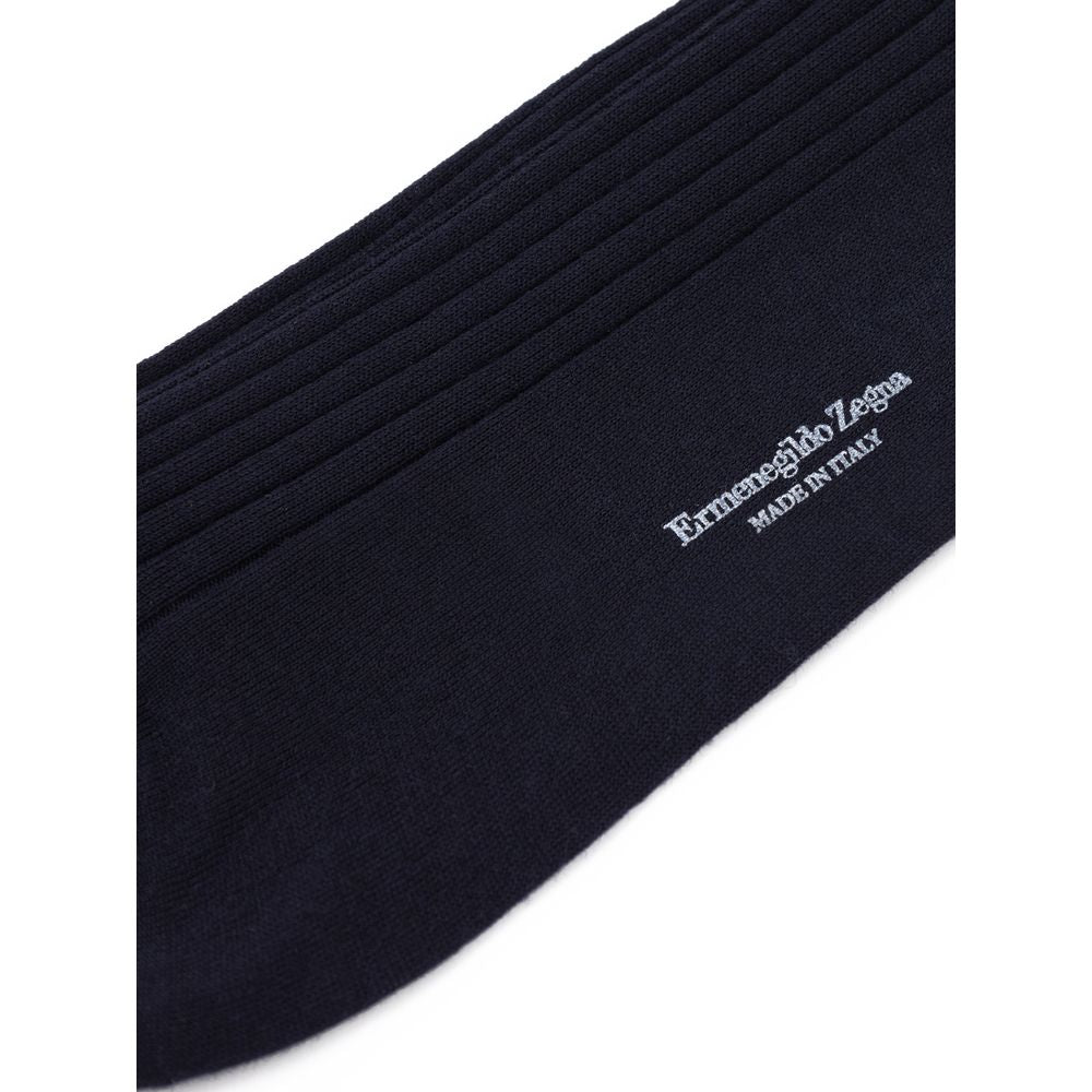 ZEGNA Navy Blue Wool Socks