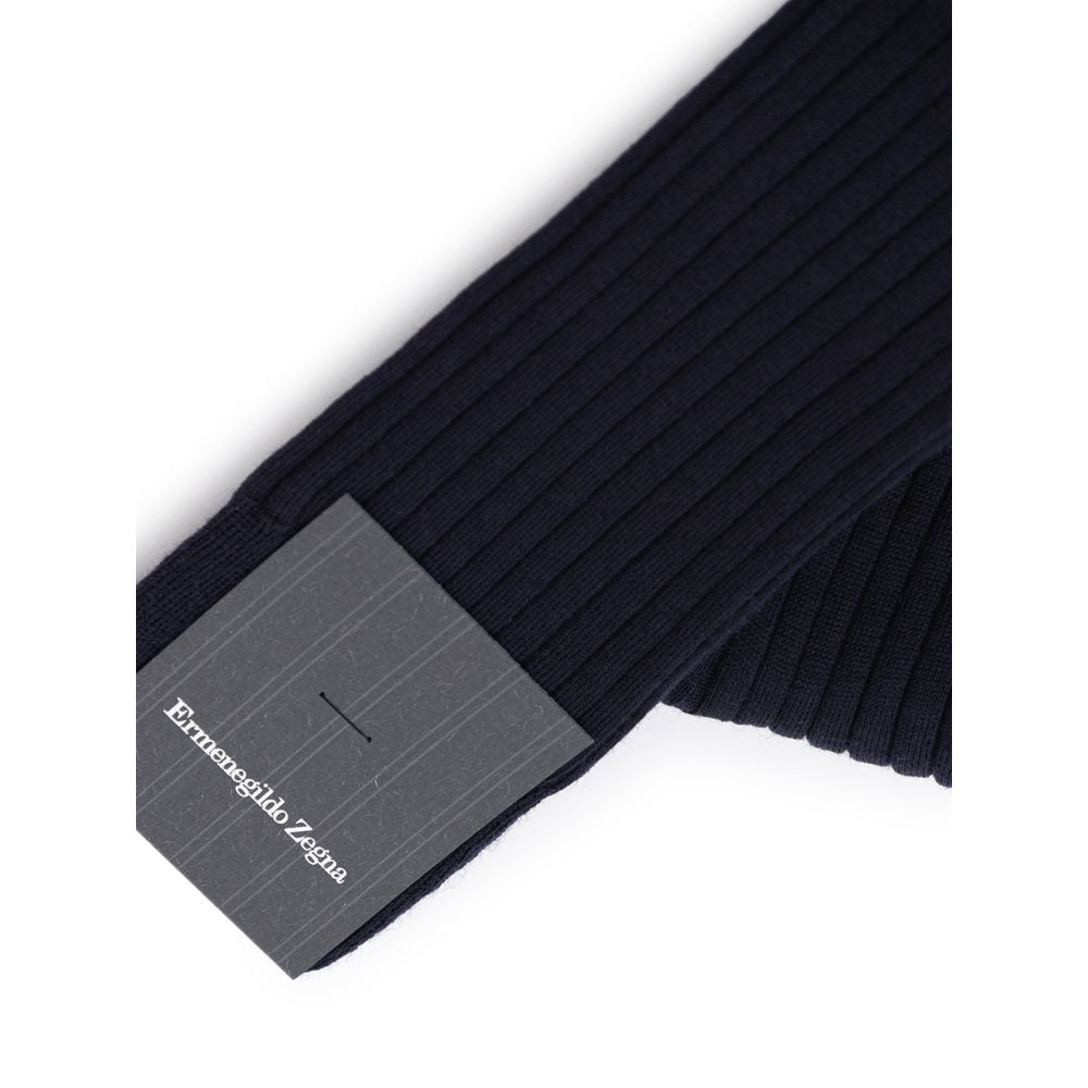 ZEGNA Navy Blue Wool Socks
