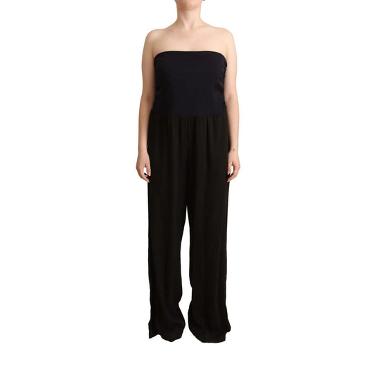 GF Ferre Black Lyocell Strapless Straight Trouser Jumpsuit