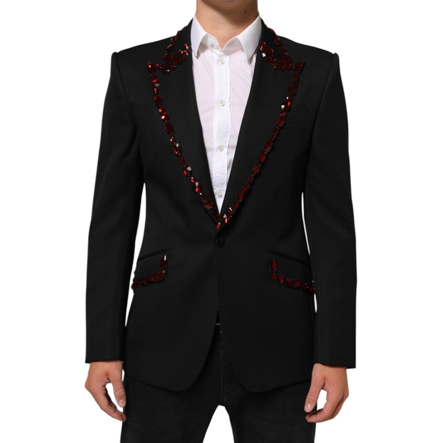 Dolce & Gabbana Black SICILIA Crystal Embellished Men Blazer