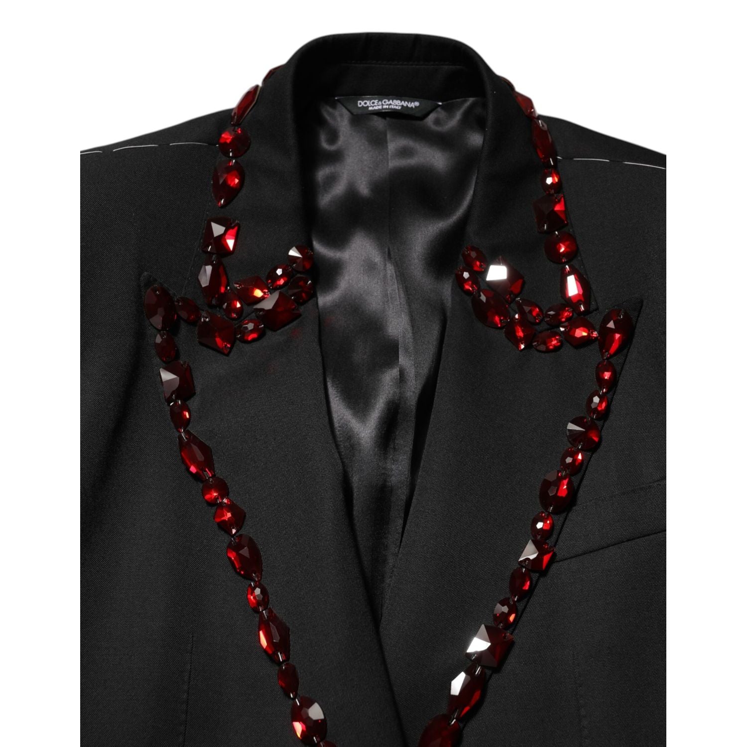 Dolce & Gabbana Black SICILIA Crystal Embellished Men Blazer
