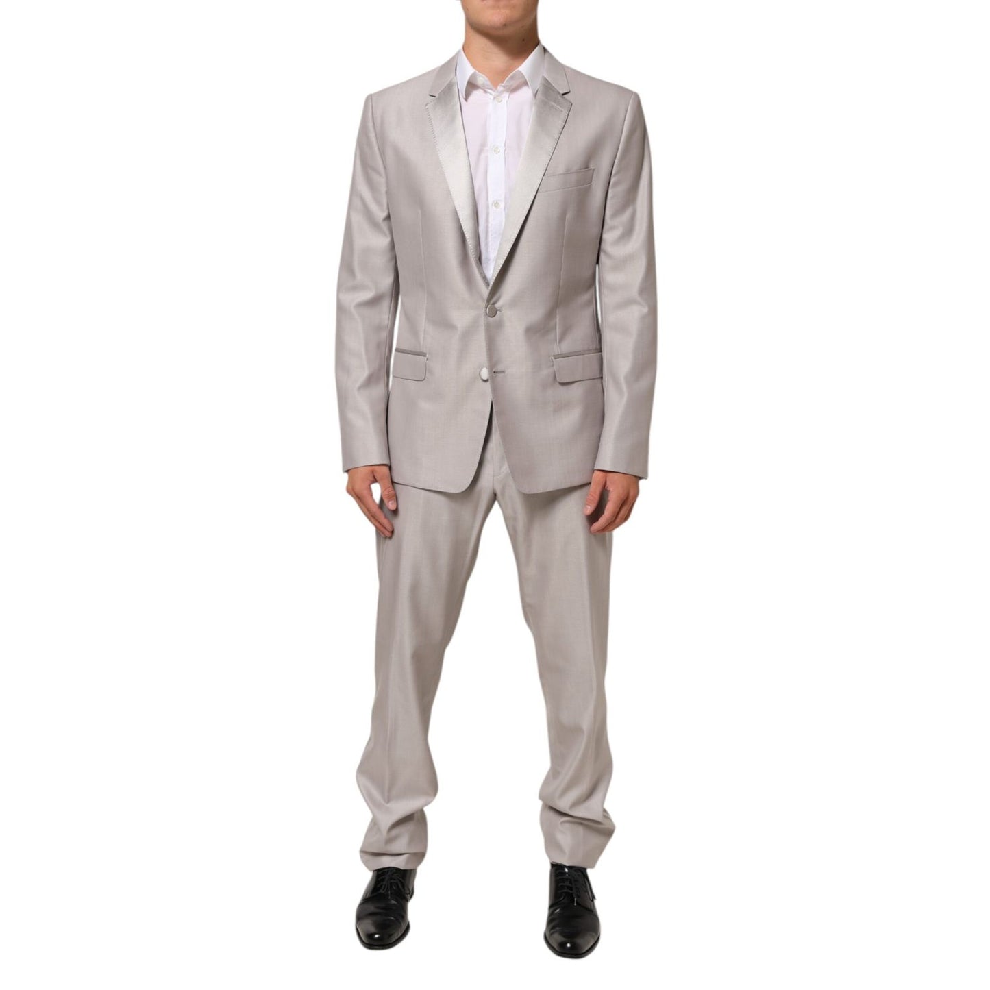 Dolce & Gabbana Light Gray Wool 2 Piece MARTINI Formal Suit