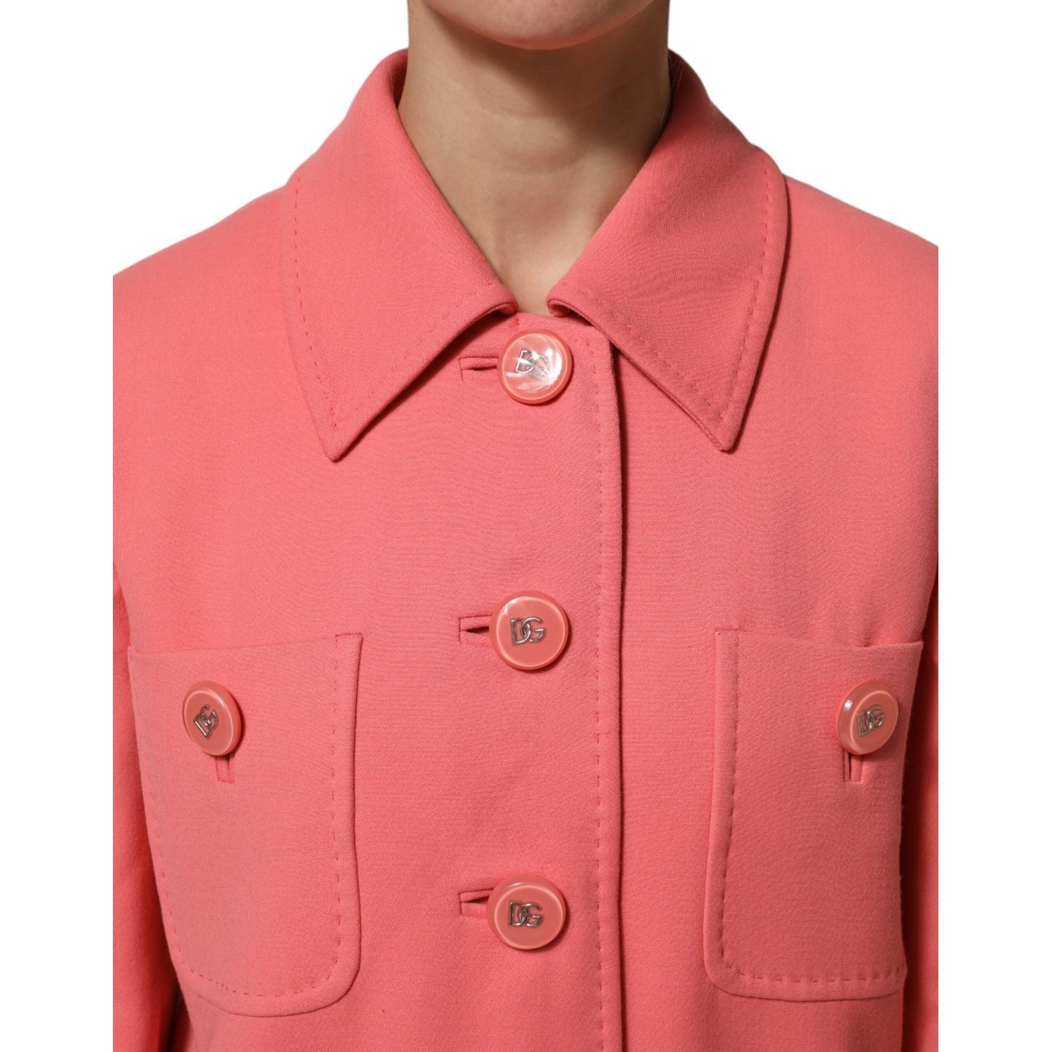 Dolce & Gabbana Pink Buttoned Down Trench Coat Jacket