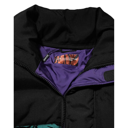 Dolce & Gabbana Black Nylon Puffer Men Full Zip Jacket