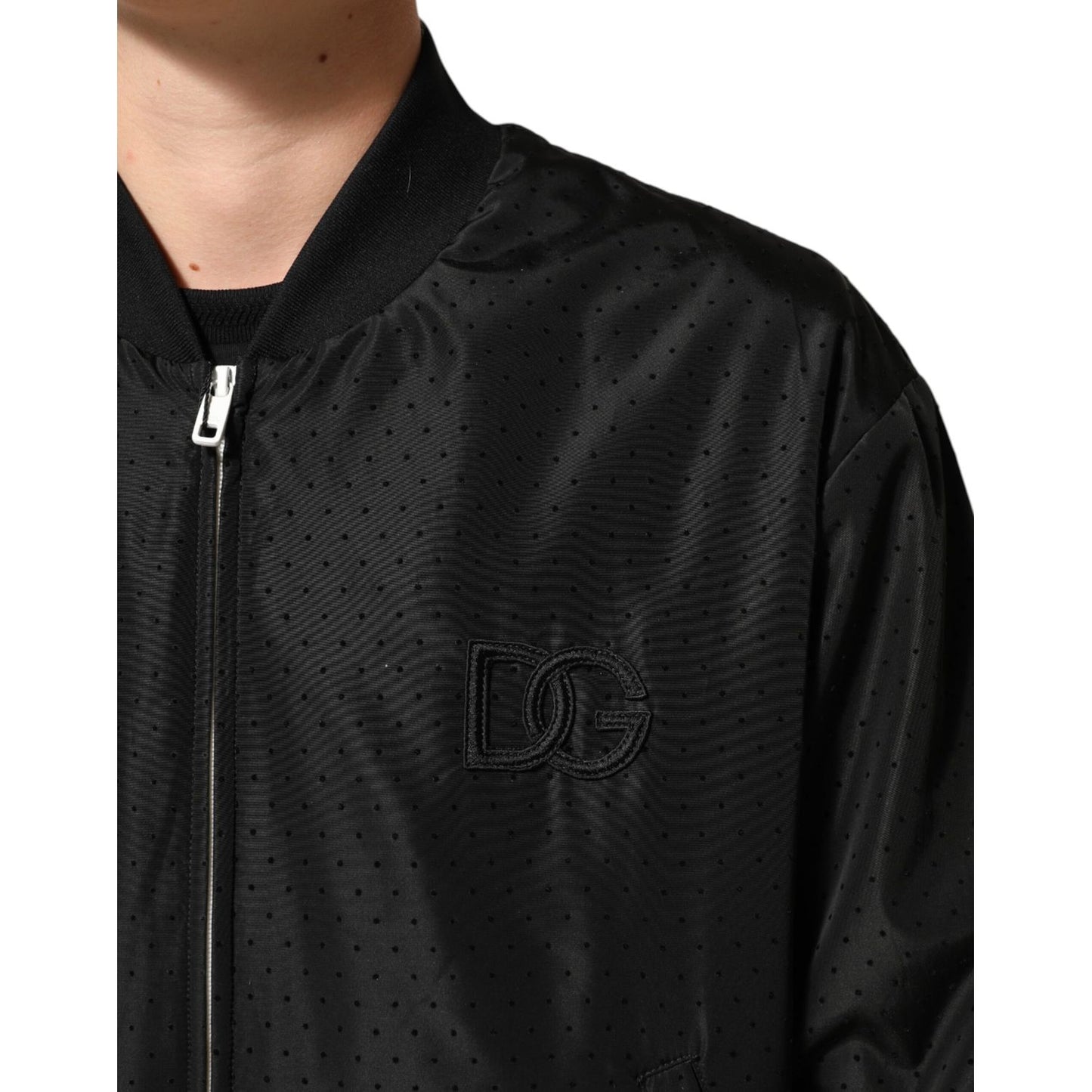 Dolce & Gabbana Black Acetate Full Zip Bomber Men Jacket