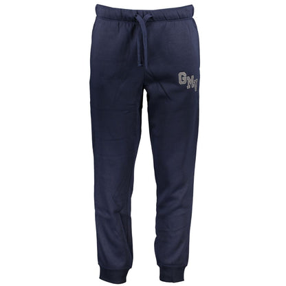 Gianmarco Venturi Blue Cotton Pant with elastic waist, fleece material, 3 pockets, ankle cuff, embroidered logo.
