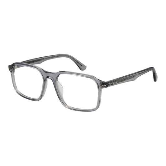 Police Gray Cellulose Acetate Glasses (Frames) with full-rim rectangle style and demo lenses for men.