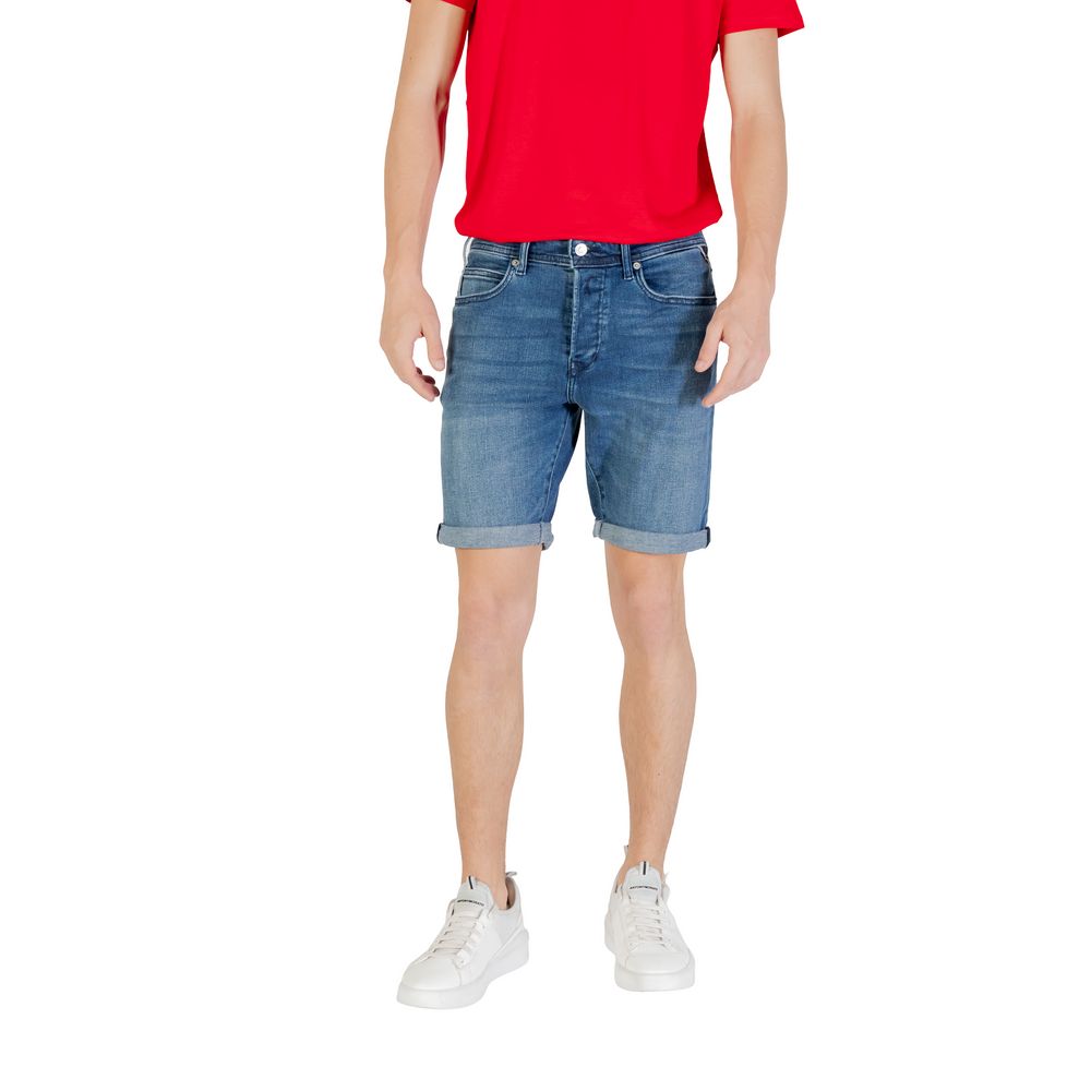 Replay Blue Cotton Bermuda Shorts