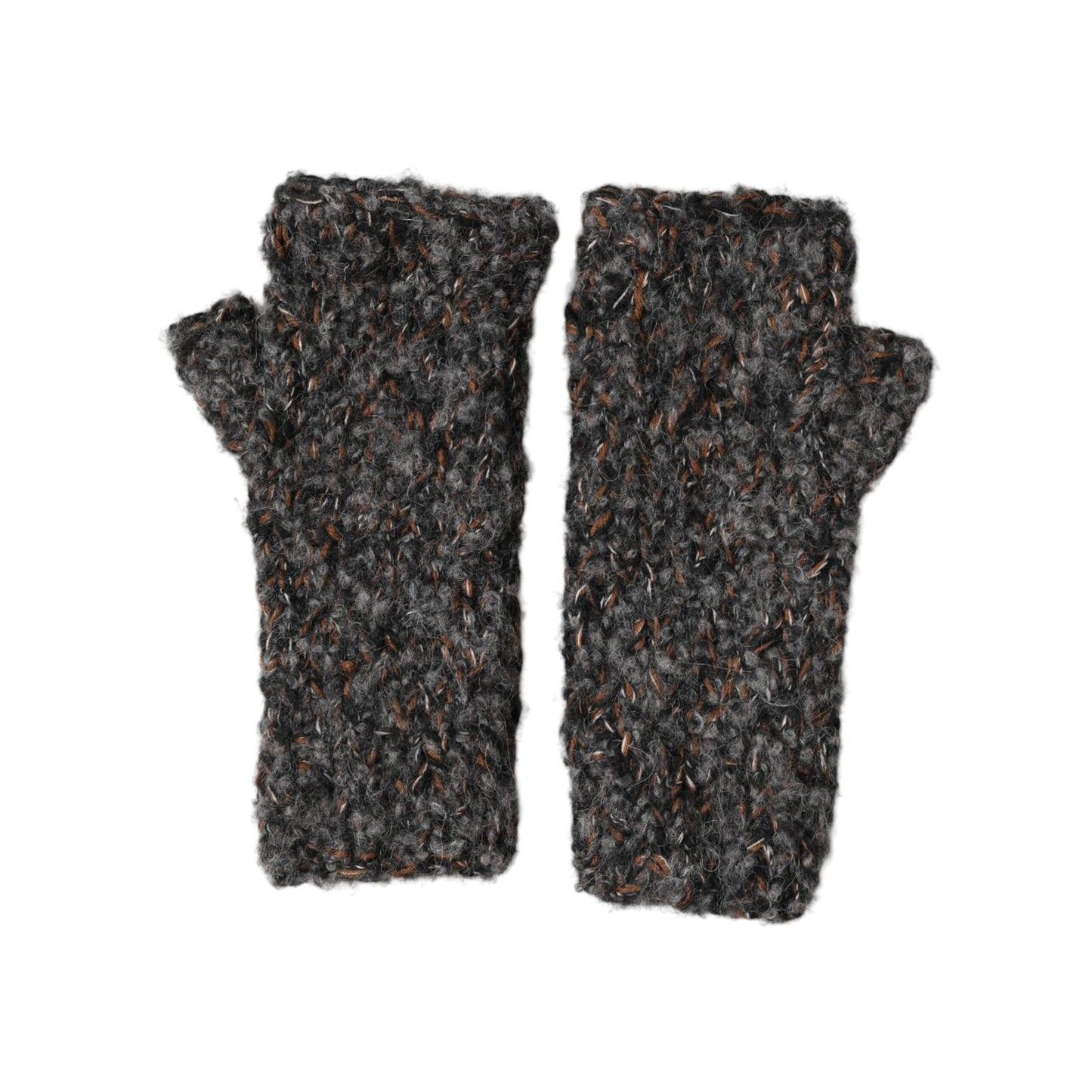 Dolce & Gabbana Gray Virgin Wool Knitted Fingerless Men Gloves