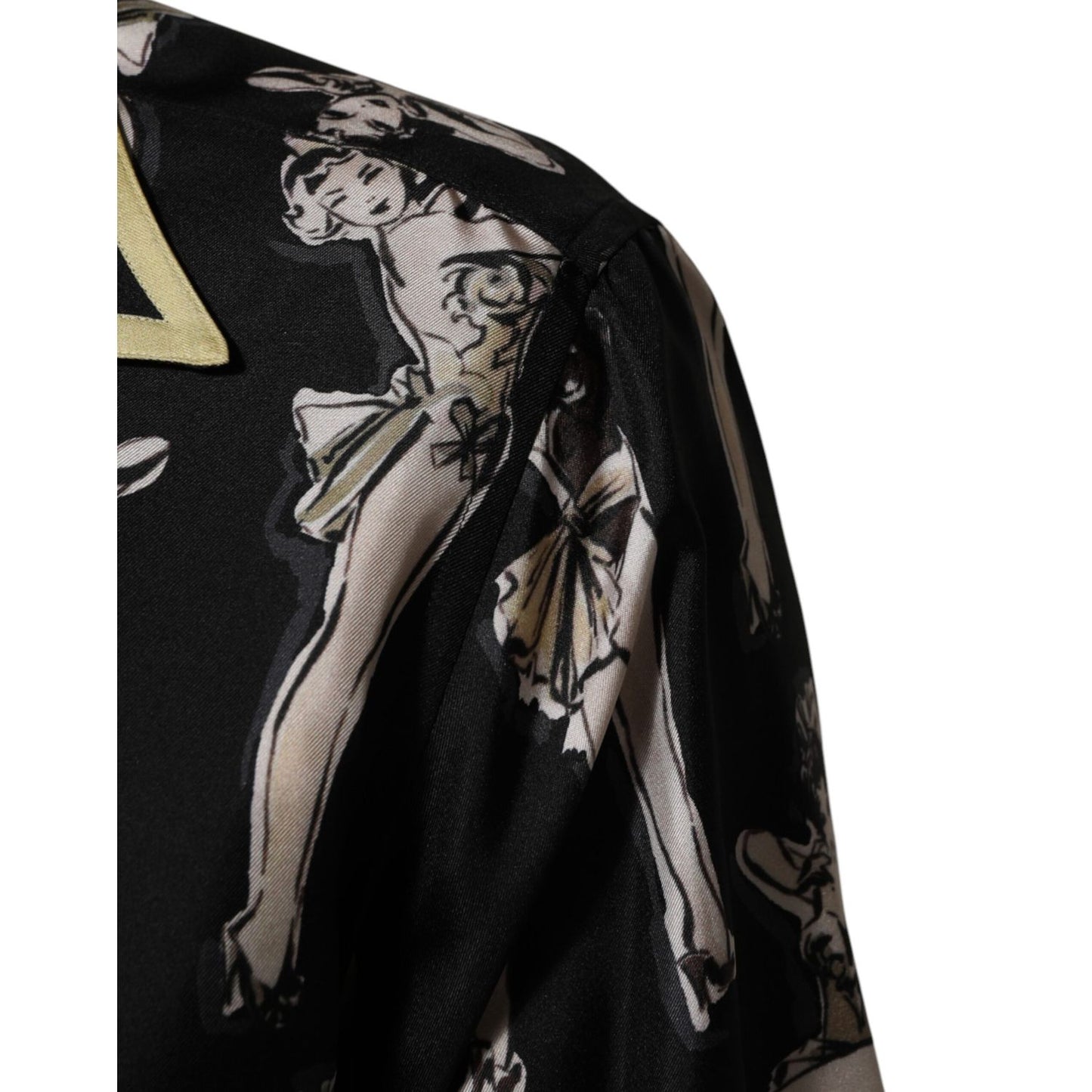 Dolce & Gabbana Black Silk Pin Up Printed Button Down Shirt